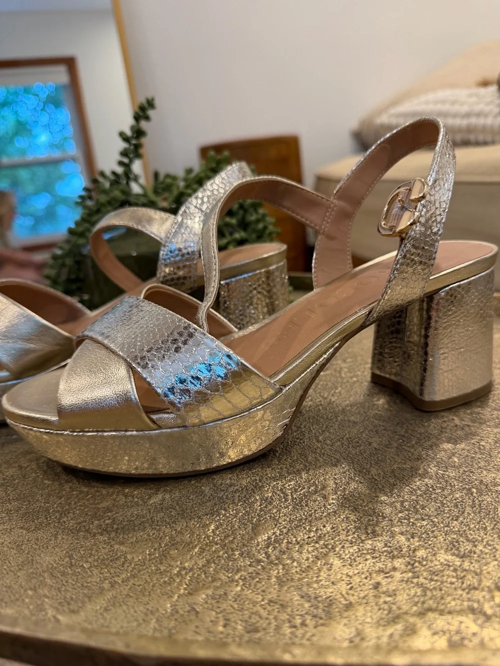 Aerosoles Cosmos Metallic Women's Platform Leather Sandals- Brand New